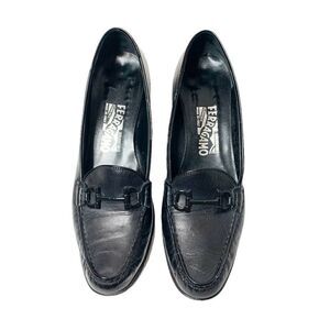 Salvatore Ferragamo Women’s Black Heel Loafers with Horse Bit Buckle Size 8.5 2A
